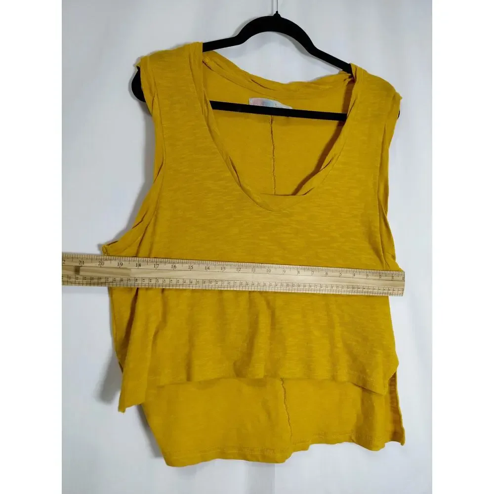 Free People Beach Yellow Scoop Neck Knit Lightweight Tank Women Size S